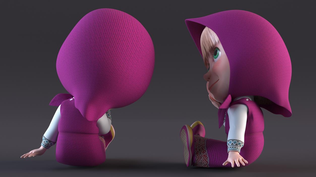 Masha from Masha and the Bear Sitting Pose 3D