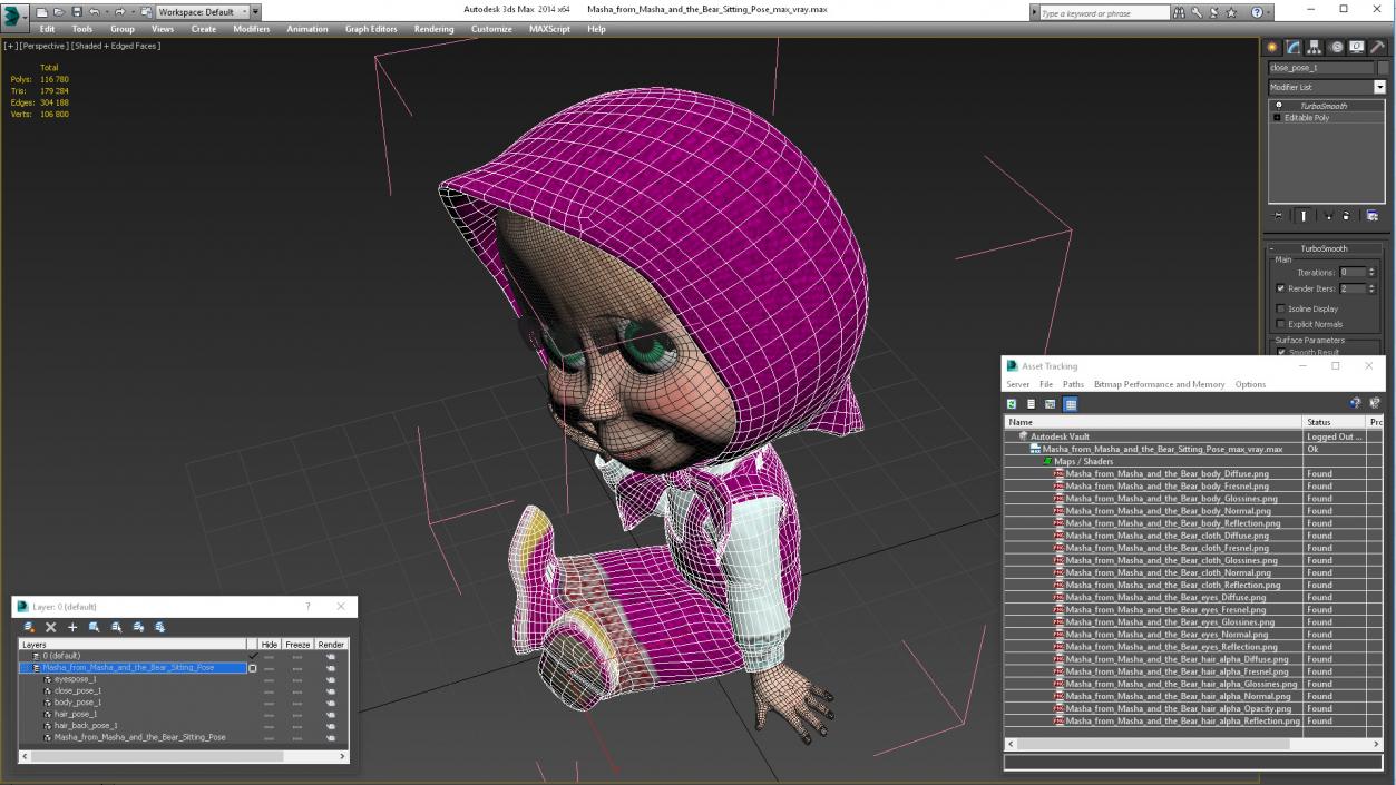 Masha from Masha and the Bear Sitting Pose 3D