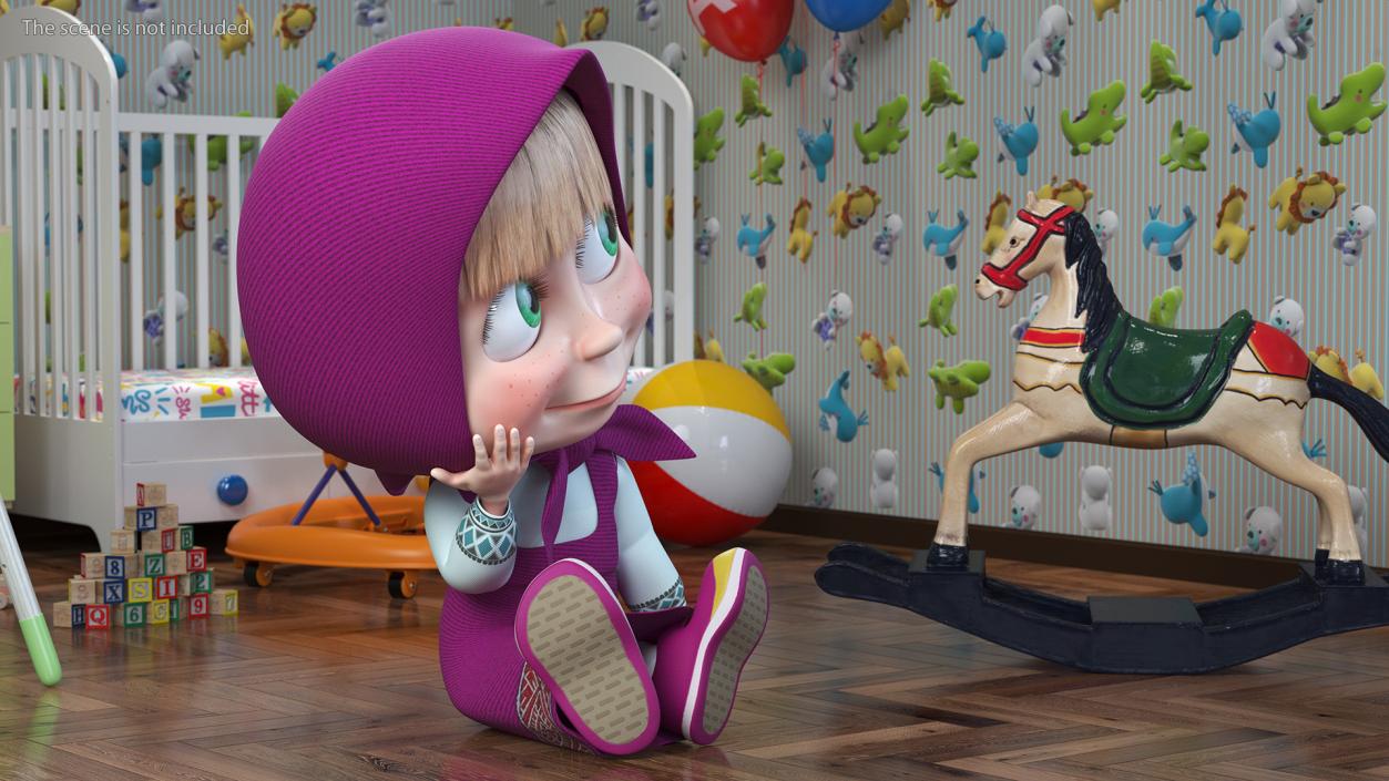 Masha from Masha and the Bear Sitting Pose 3D