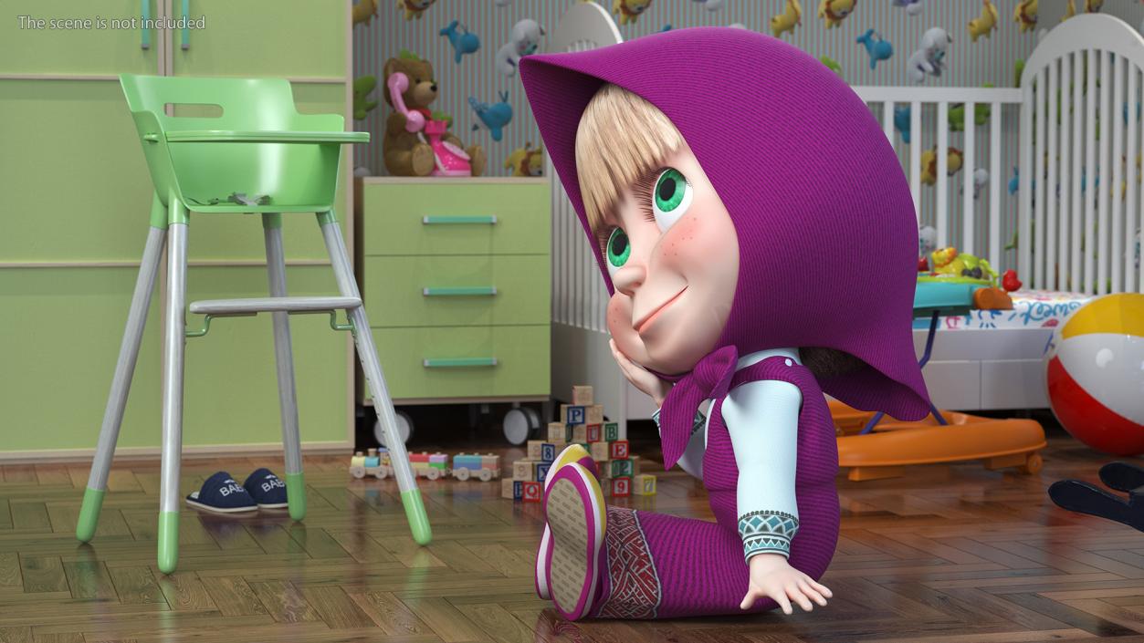 Masha from Masha and the Bear Sitting Pose 3D