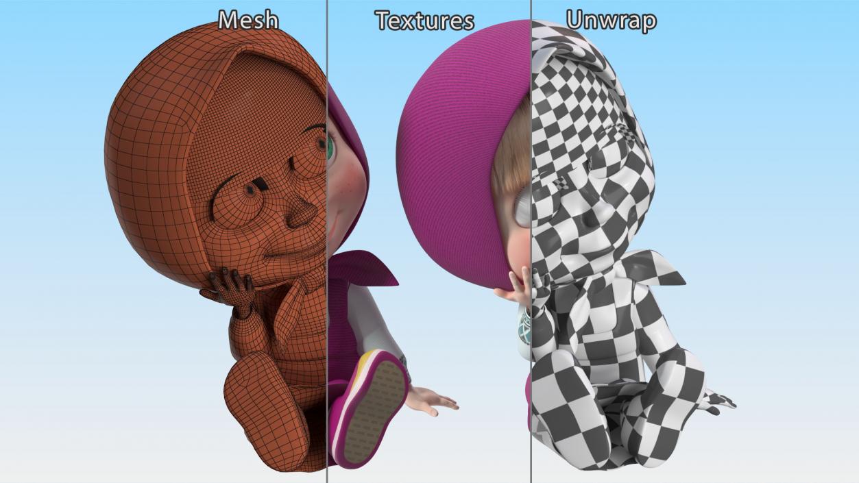 Masha from Masha and the Bear Sitting Pose 3D