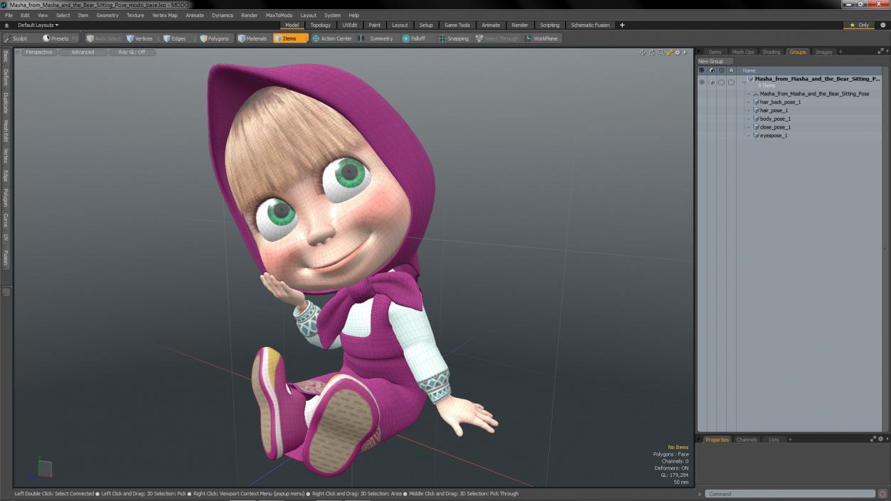 Masha from Masha and the Bear Sitting Pose 3D