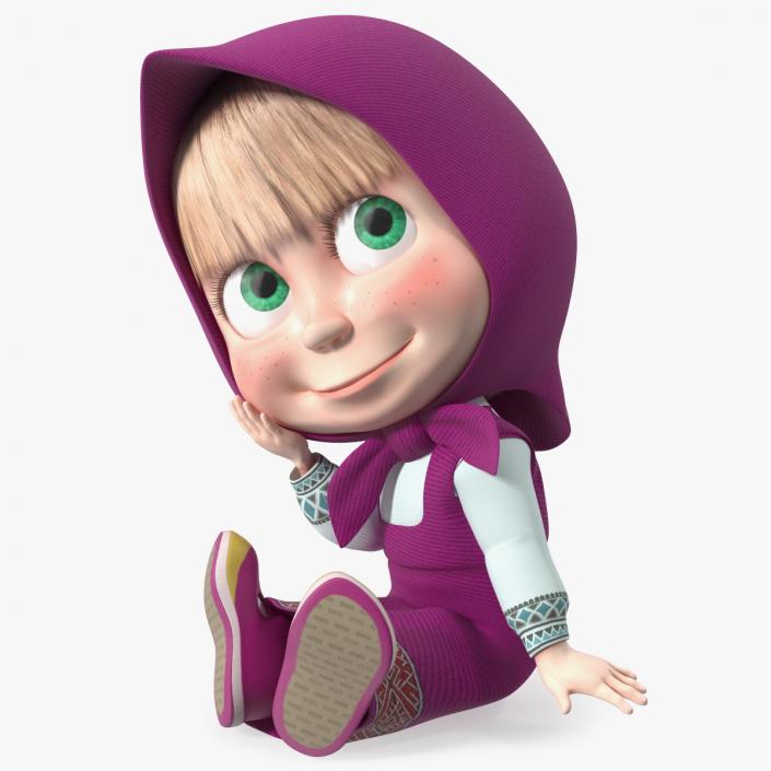 Masha from Masha and the Bear Sitting Pose 3D