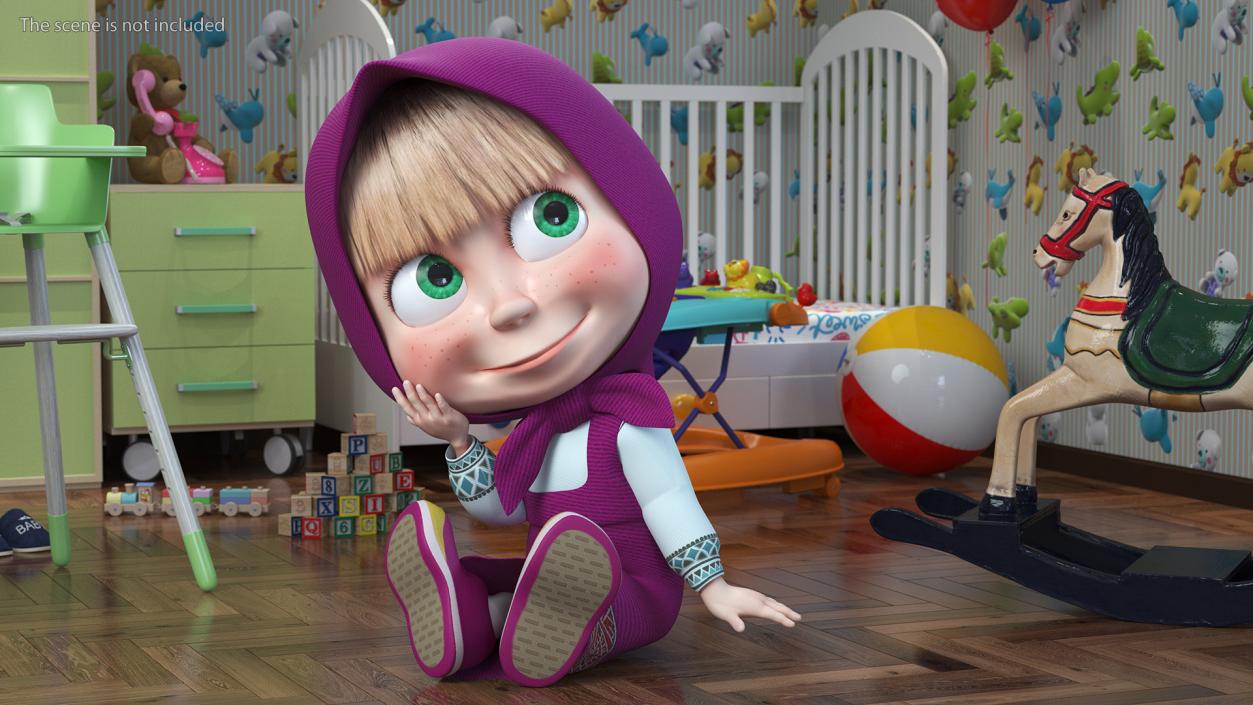 Masha from Masha and the Bear Sitting Pose 3D