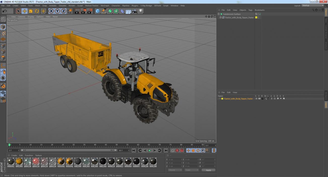 Tractor with Body Tipper Trailer 3D