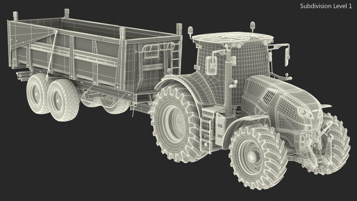 Tractor with Body Tipper Trailer 3D