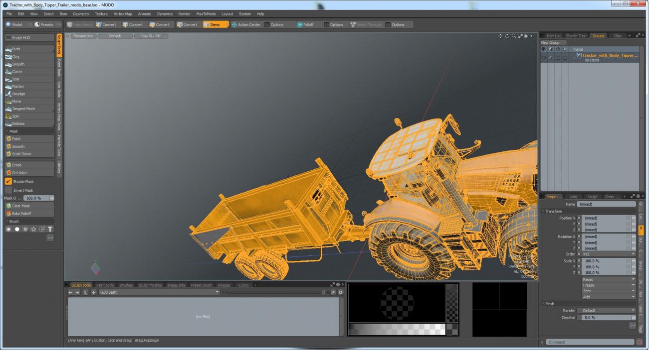 Tractor with Body Tipper Trailer 3D