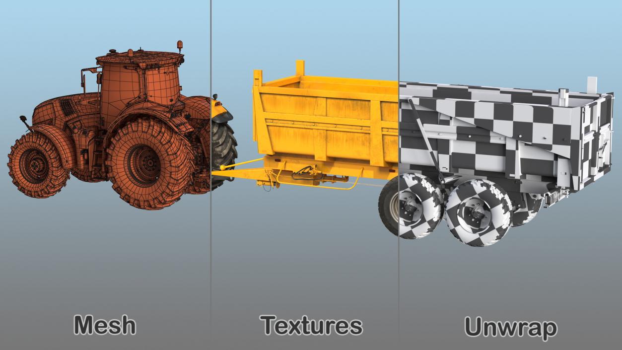 Tractor with Body Tipper Trailer 3D