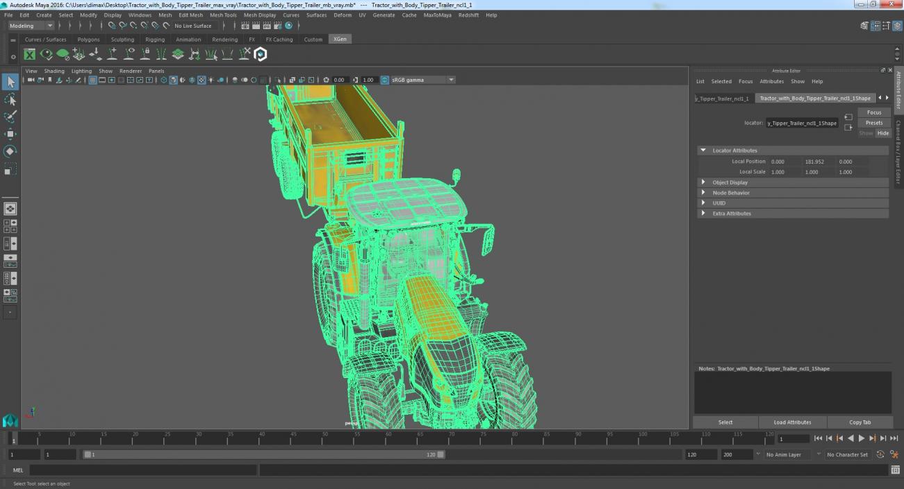 Tractor with Body Tipper Trailer 3D