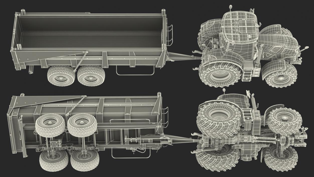 Tractor with Body Tipper Trailer 3D