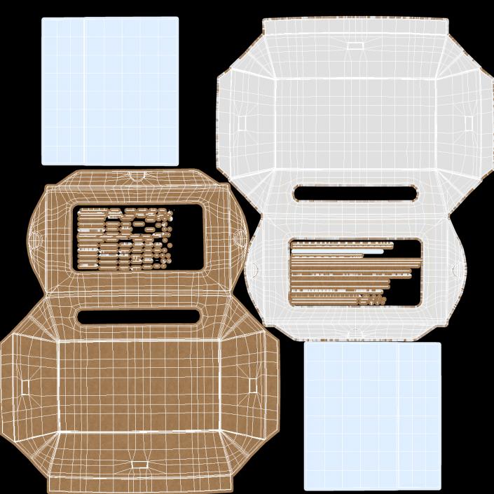 3D model Opened Kraft Food Box with Window Medium