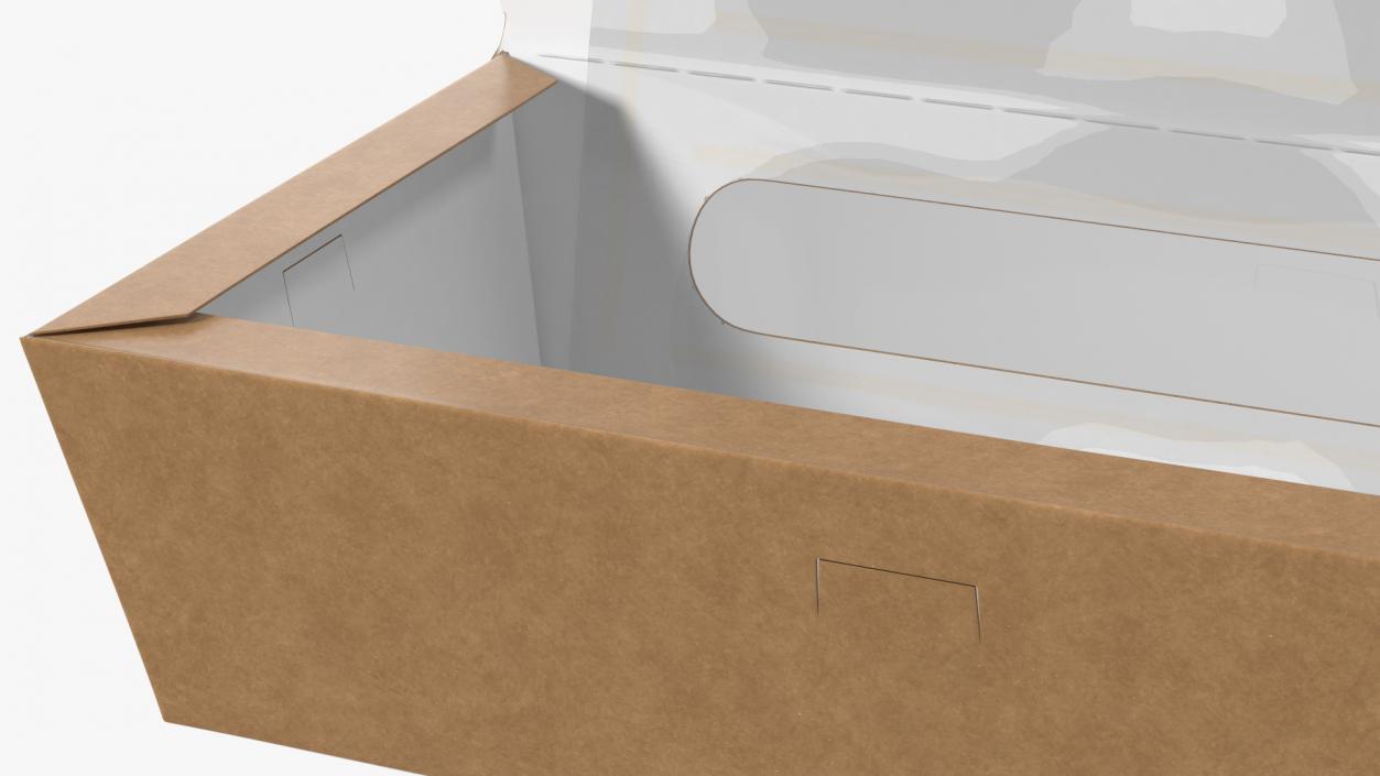 3D model Opened Kraft Food Box with Window Medium