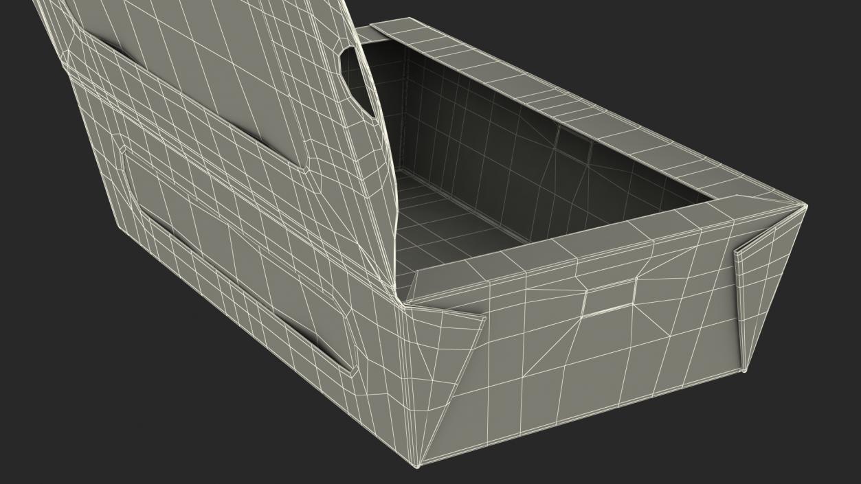 3D model Opened Kraft Food Box with Window Medium