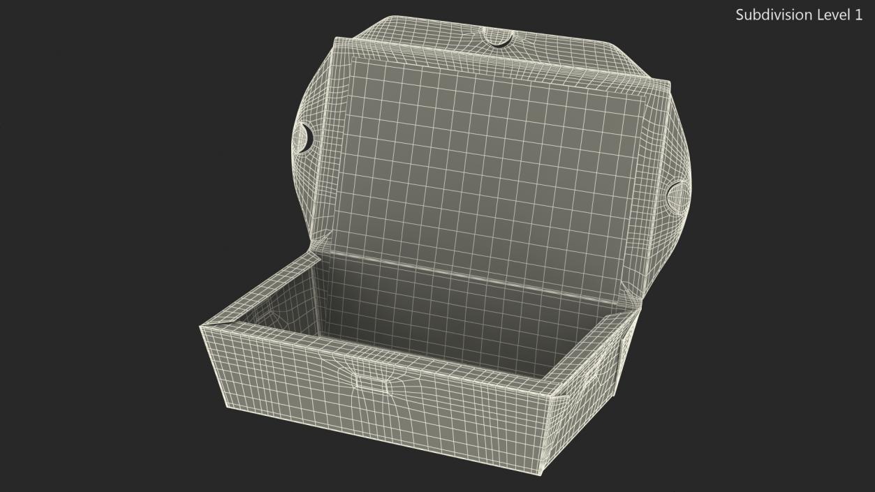 3D model Opened Kraft Food Box with Window Medium