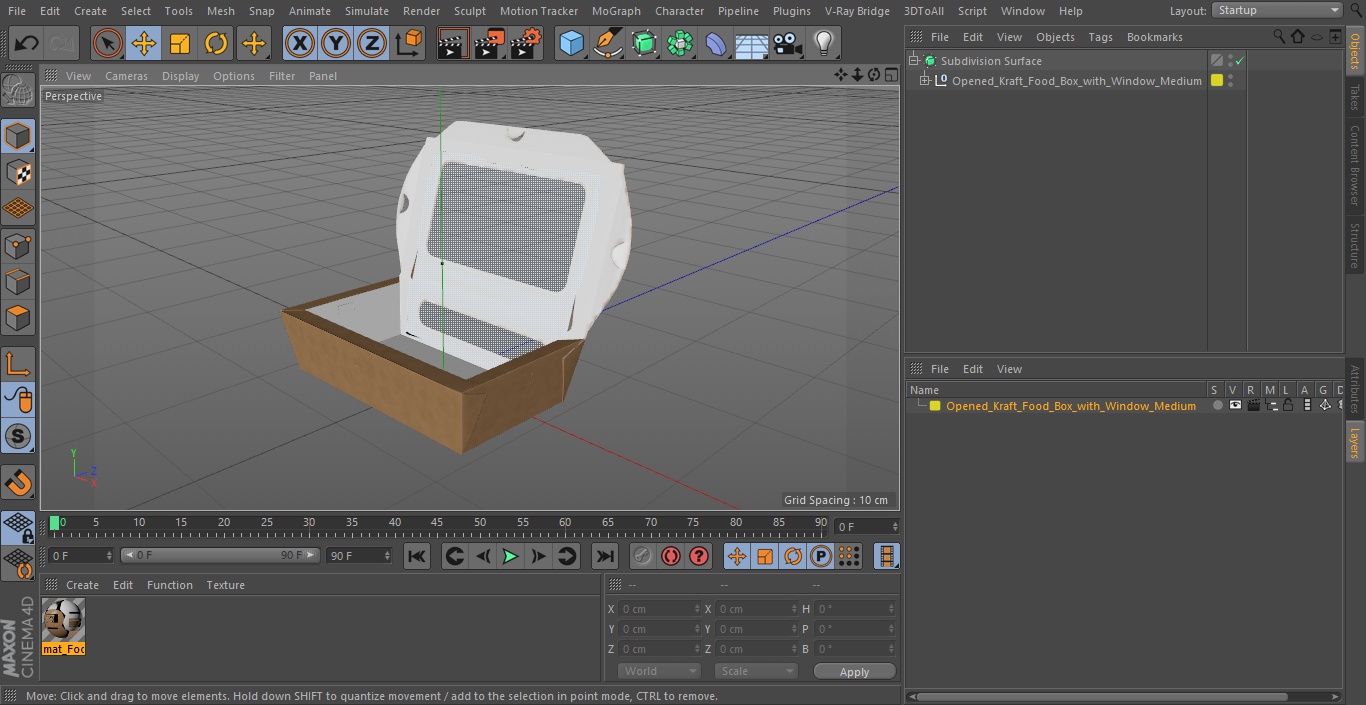 3D model Opened Kraft Food Box with Window Medium