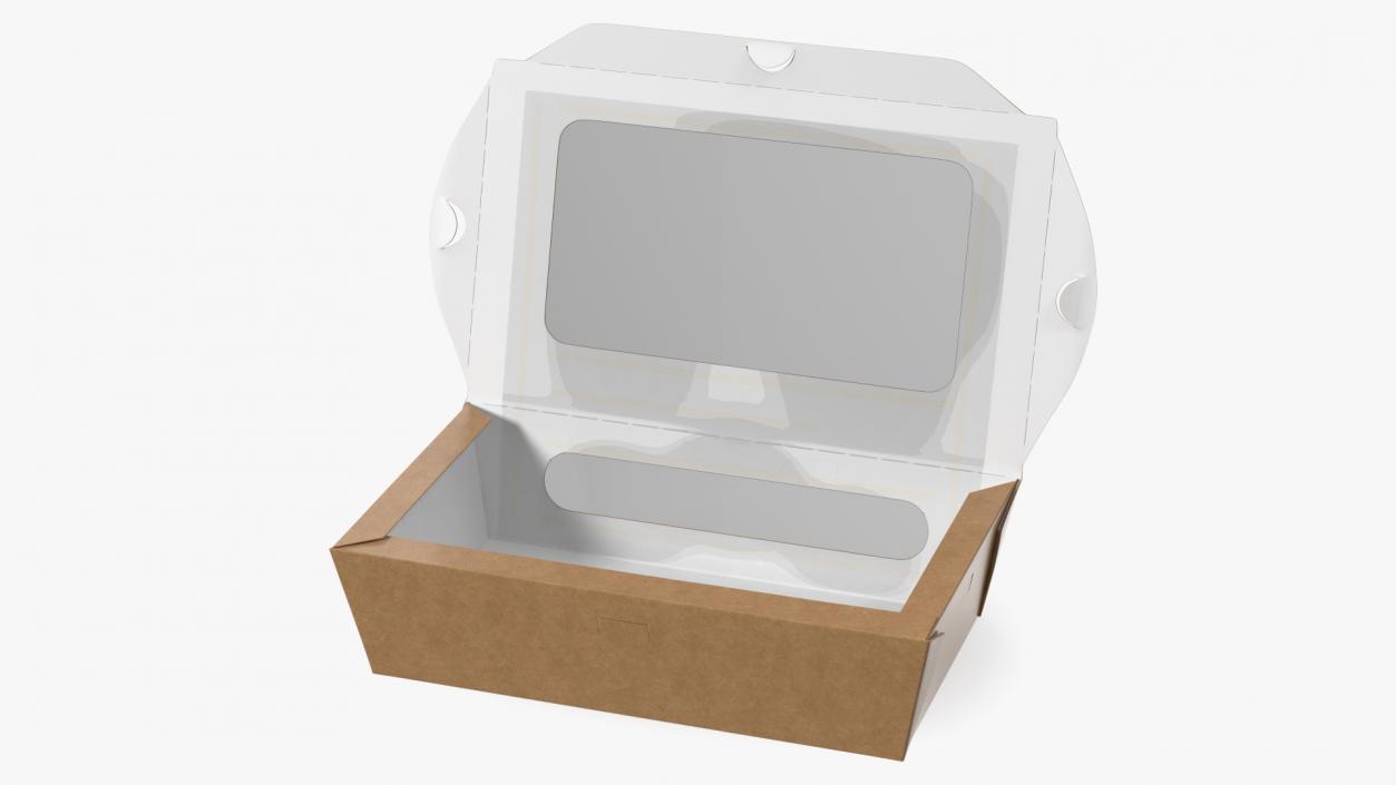 3D model Opened Kraft Food Box with Window Medium