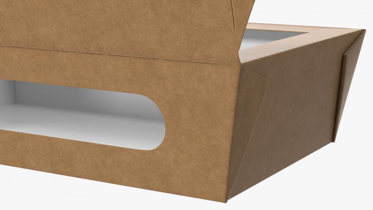 3D model Opened Kraft Food Box with Window Medium