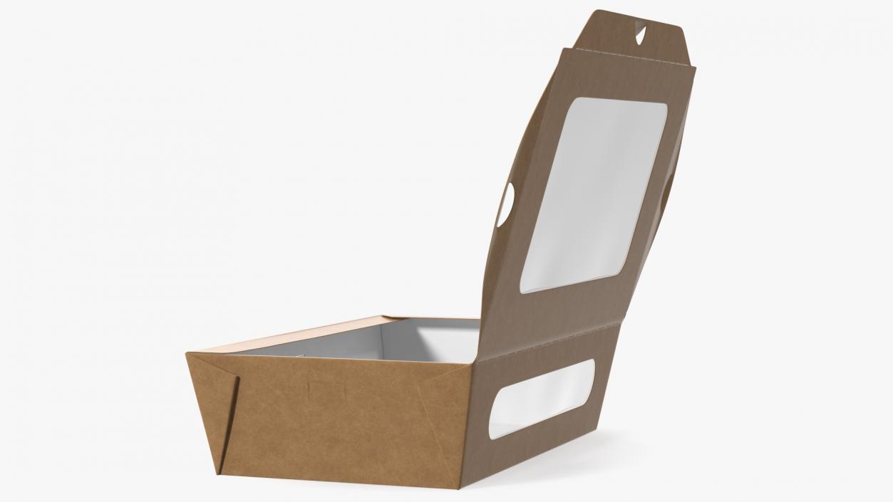 3D model Opened Kraft Food Box with Window Medium