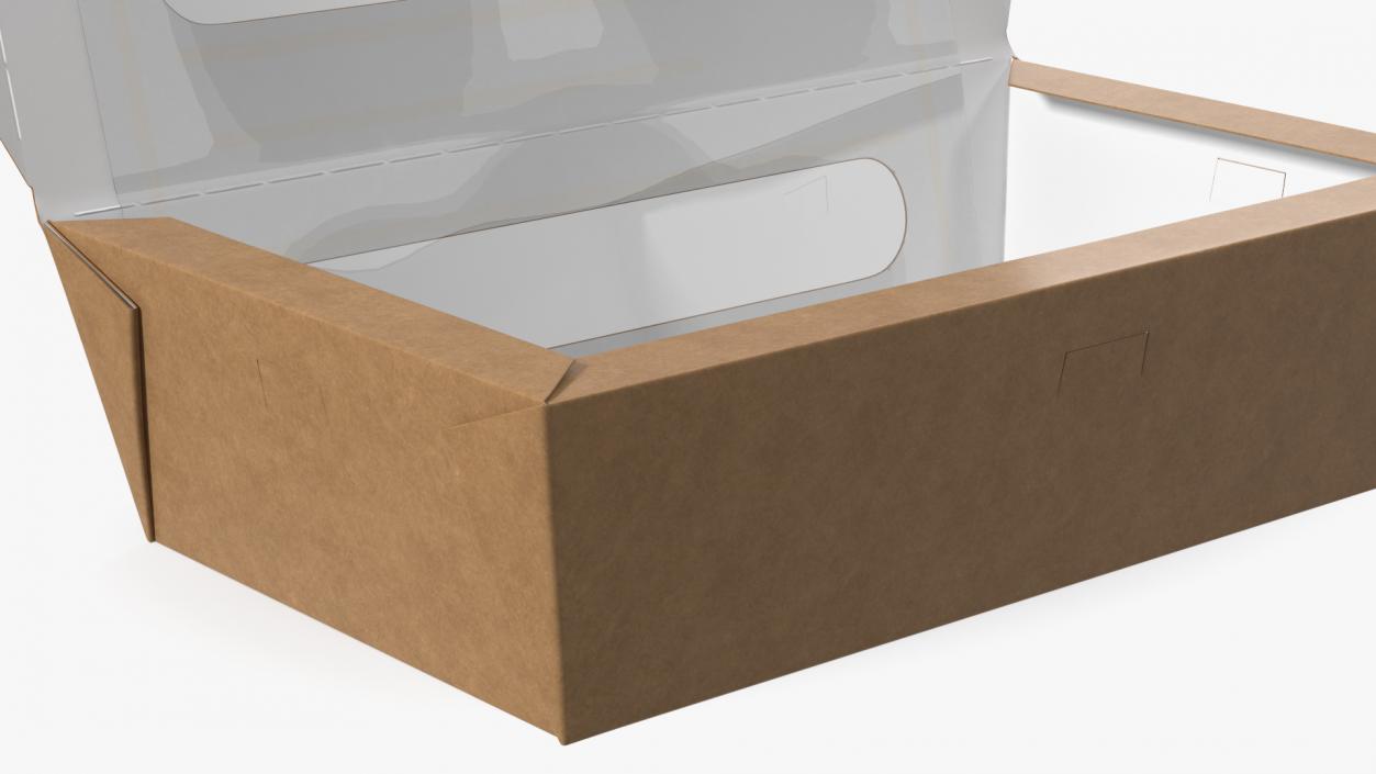 3D model Opened Kraft Food Box with Window Medium