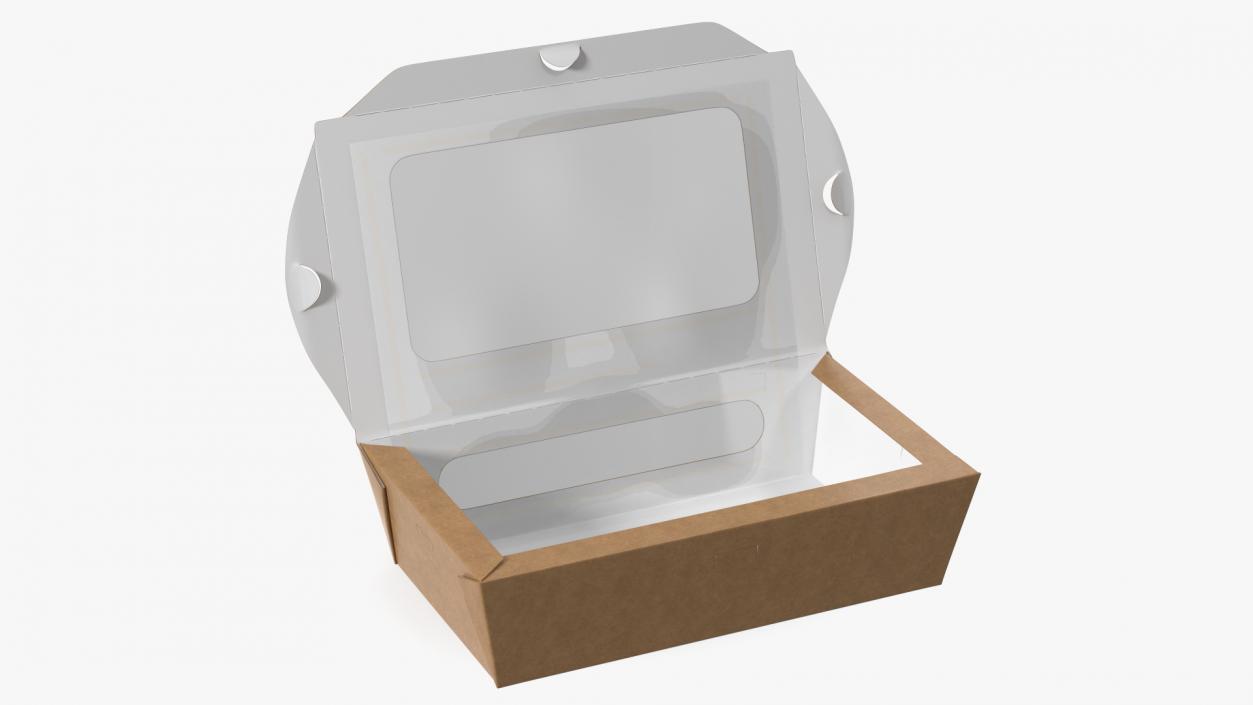 3D model Opened Kraft Food Box with Window Medium