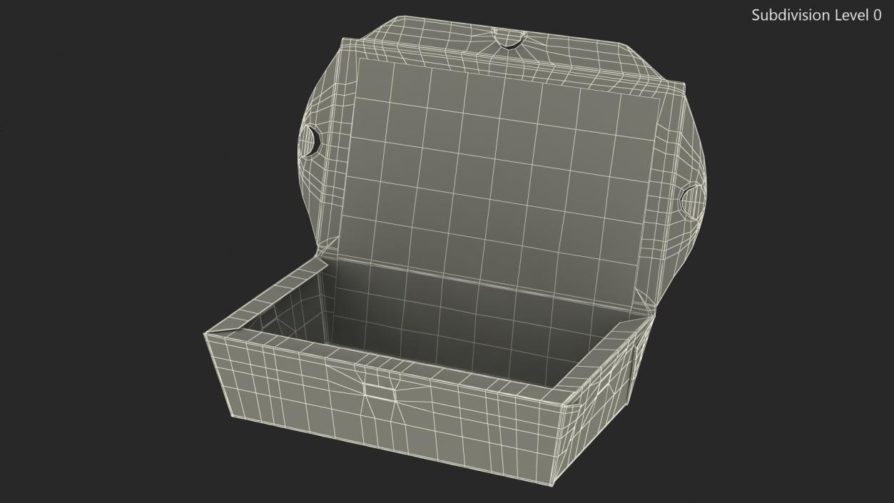 3D model Opened Kraft Food Box with Window Medium