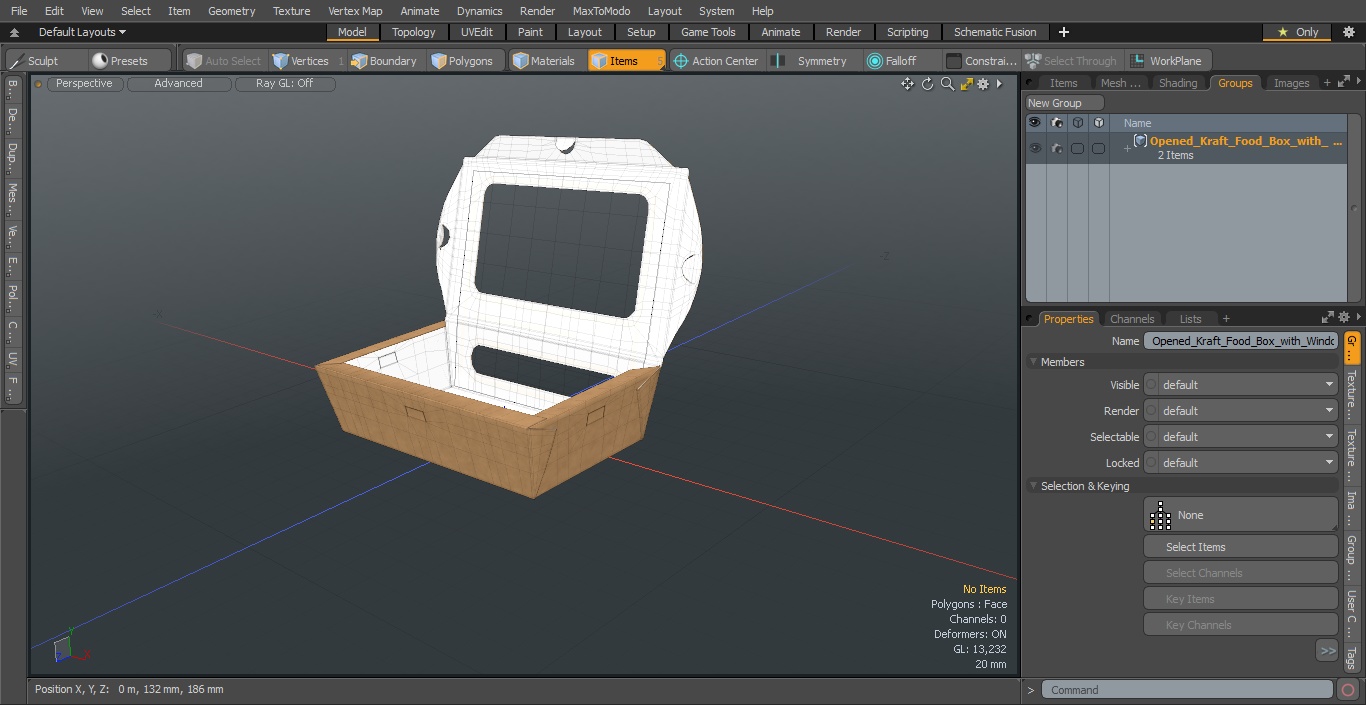 3D model Opened Kraft Food Box with Window Medium