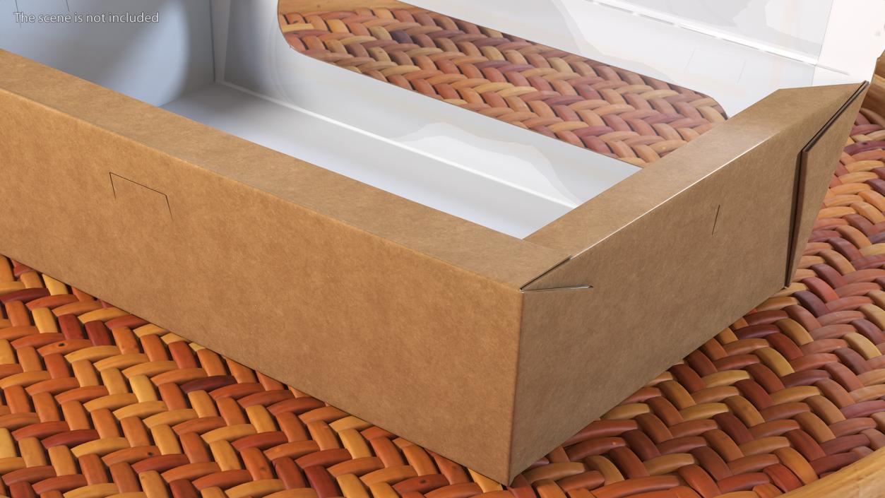 3D model Opened Kraft Food Box with Window Medium