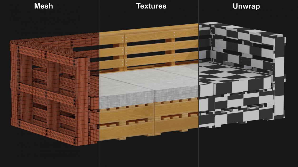 Patio Pallet Garden Sofa 3D model