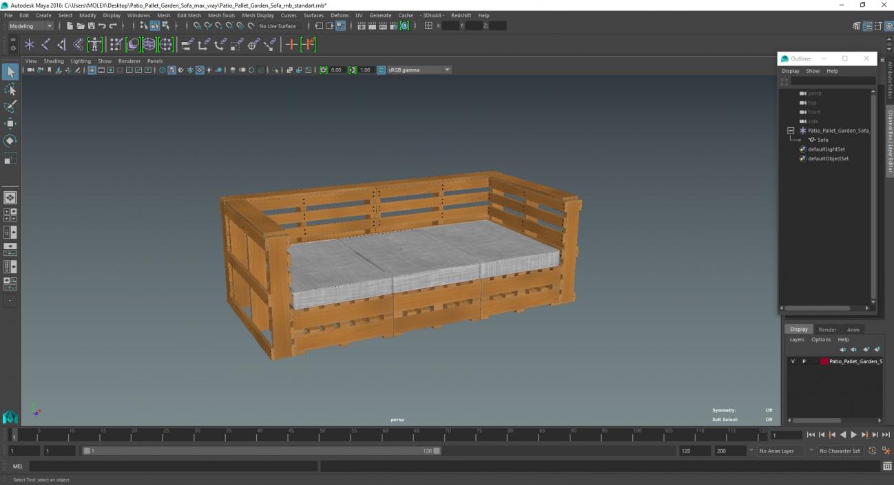 Patio Pallet Garden Sofa 3D model