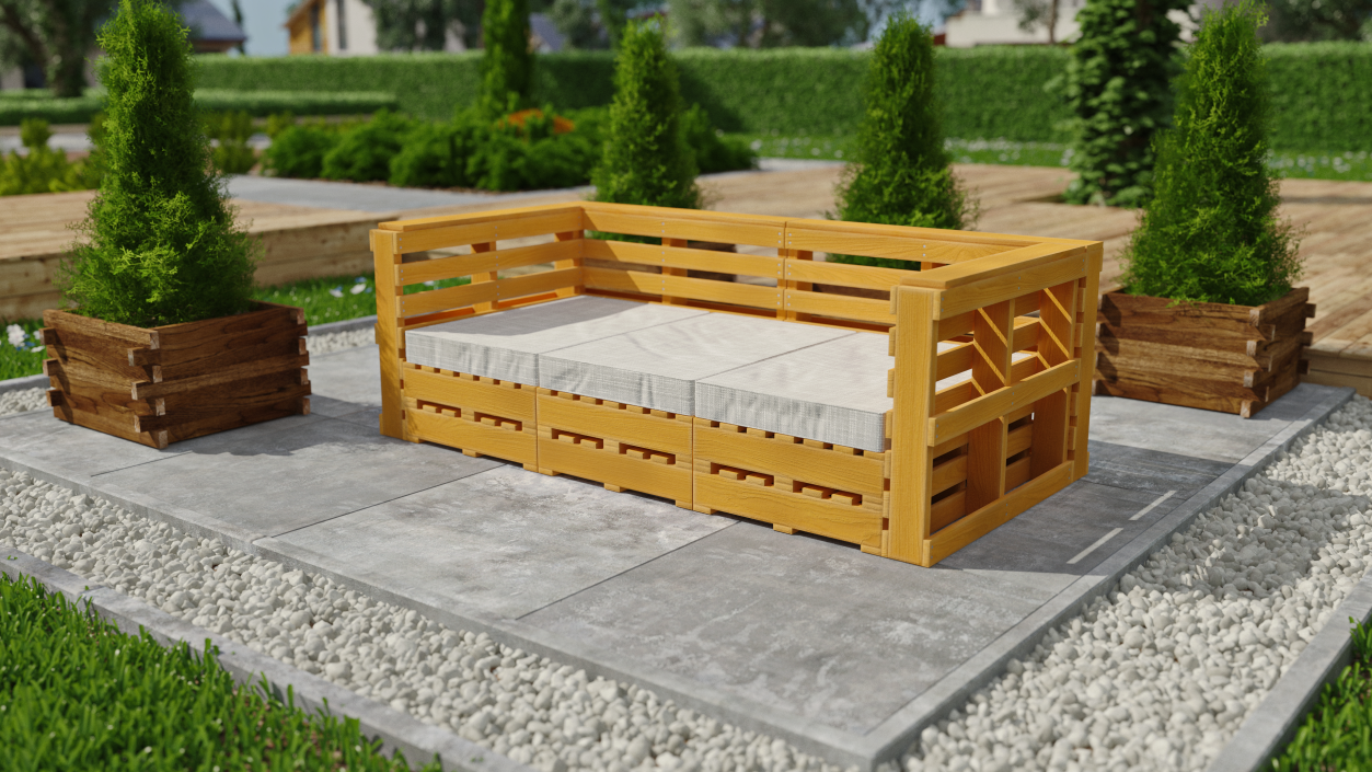 Patio Pallet Garden Sofa 3D model