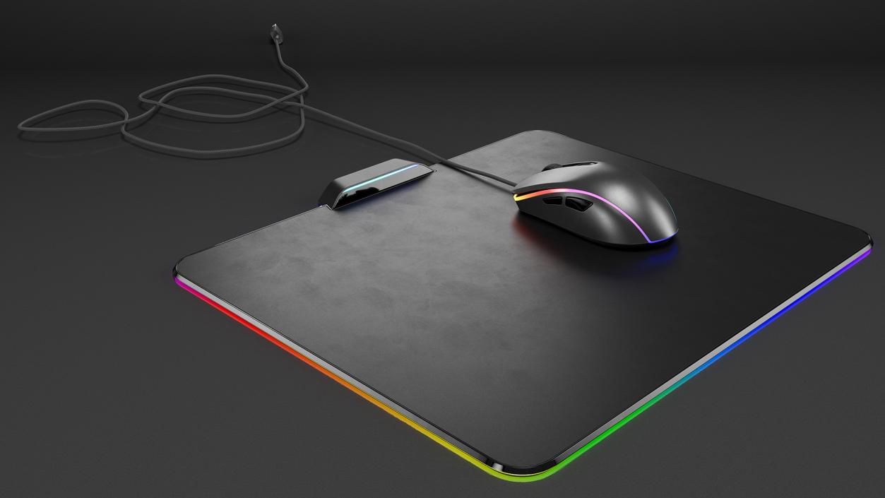 3D model Gaming Mouse with RGB Mouse Pad Set