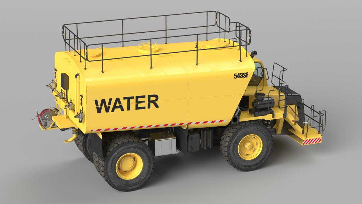 3D Yellow Construction Water Truck