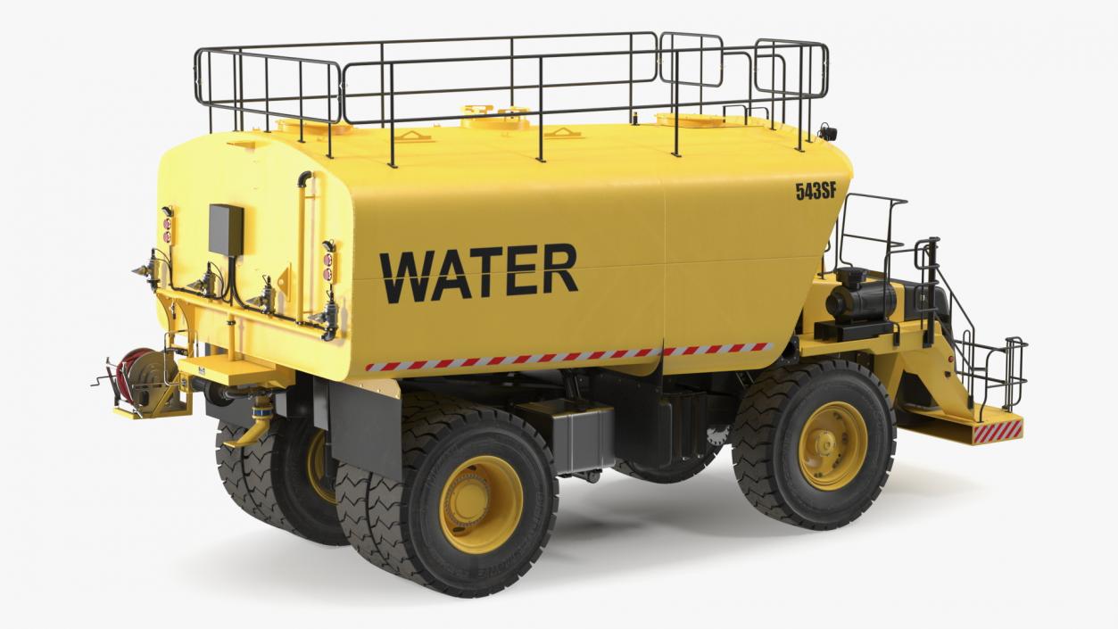 3D Yellow Construction Water Truck