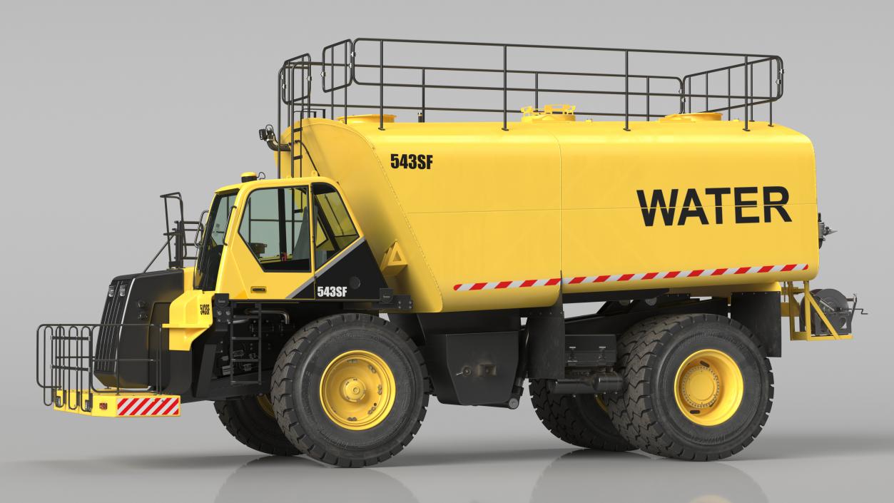 3D Yellow Construction Water Truck