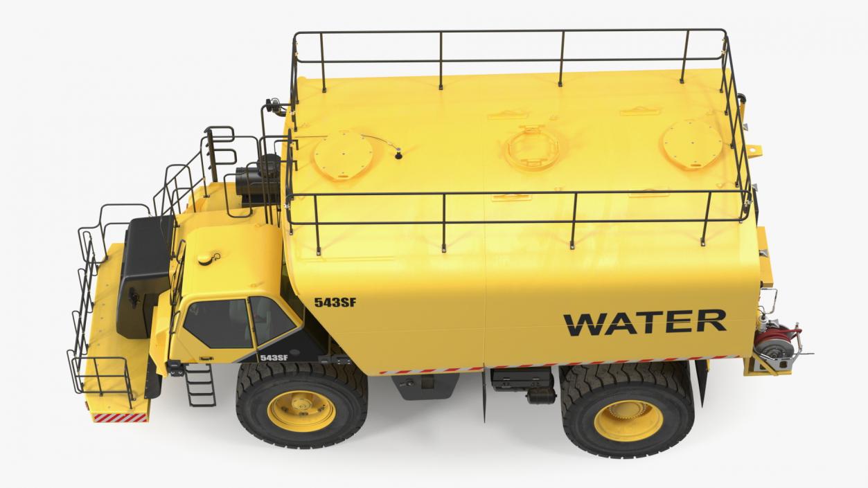 3D Yellow Construction Water Truck