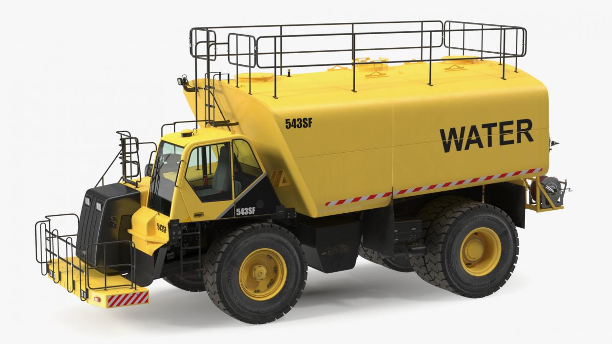 3D Yellow Construction Water Truck