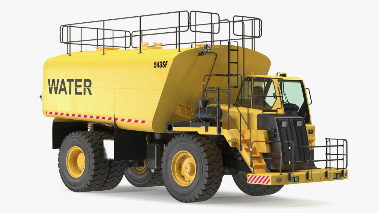 3D Yellow Construction Water Truck