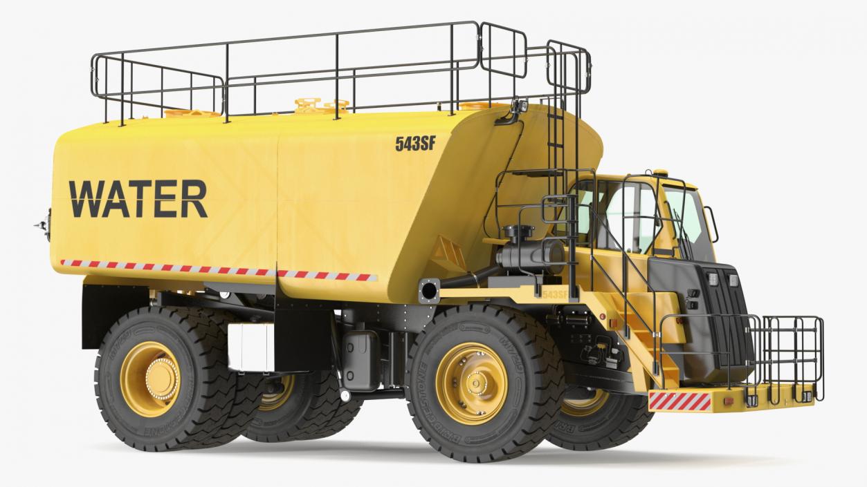 3D Yellow Construction Water Truck