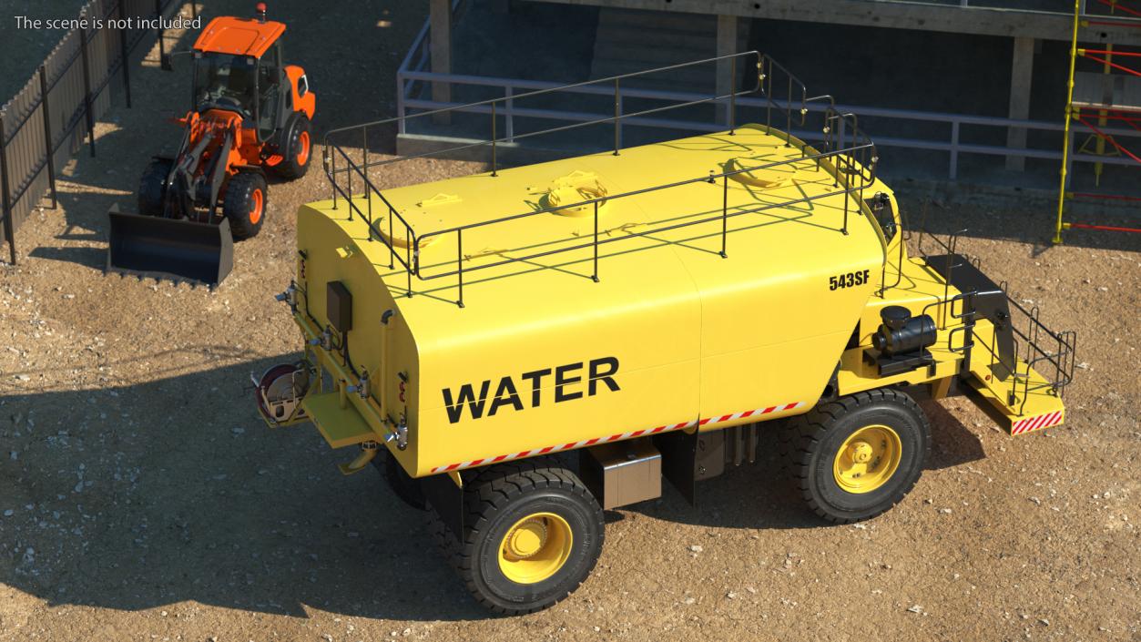 3D Yellow Construction Water Truck