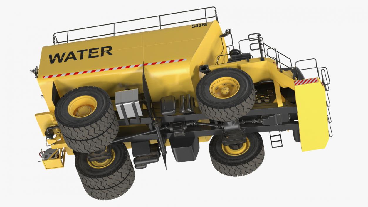 3D Yellow Construction Water Truck