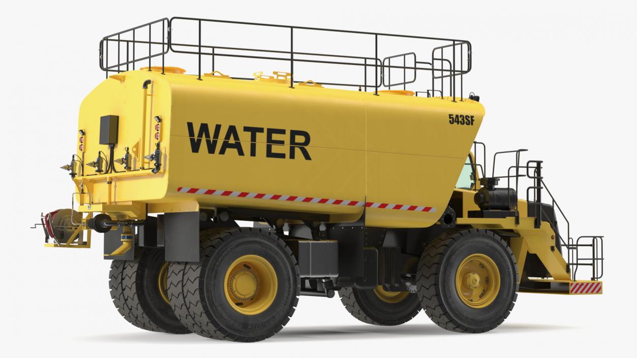 3D Yellow Construction Water Truck