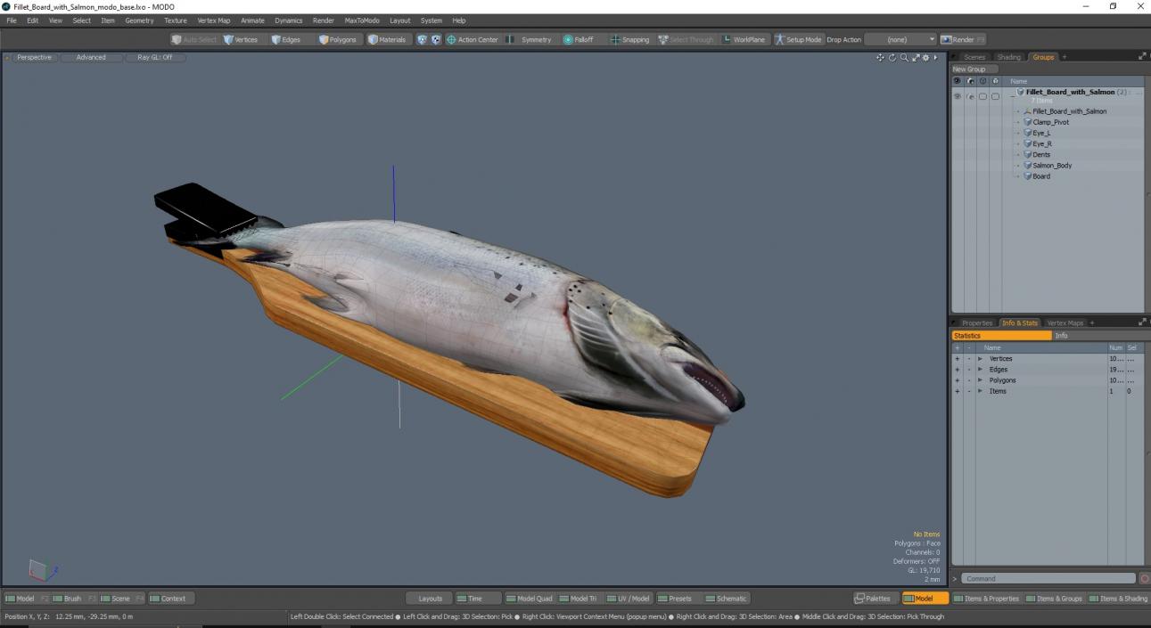 Fillet Board with Salmon 3D model