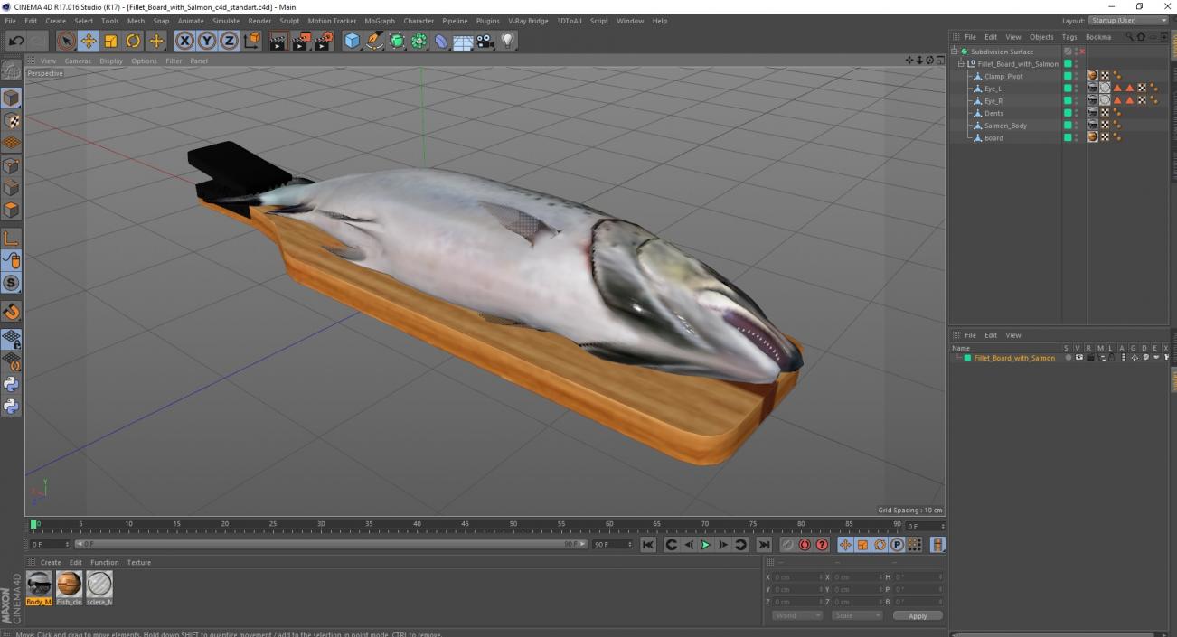 Fillet Board with Salmon 3D model