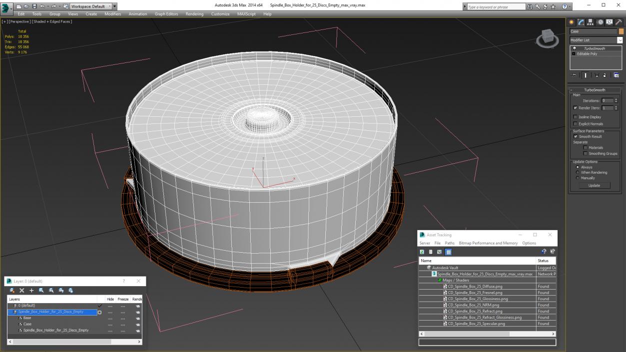 Spindle Box Holder for 25 Discs Empty 3D