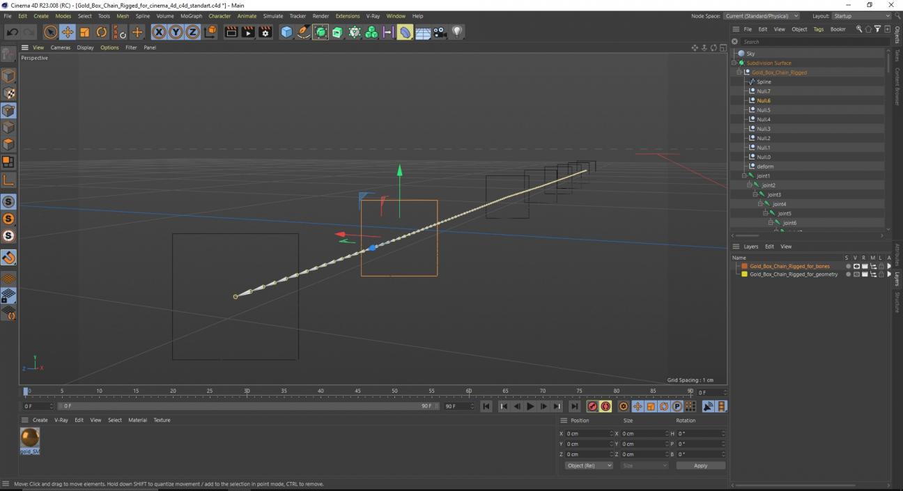 3D model Gold Box Chain Rigged for Cinema 4D