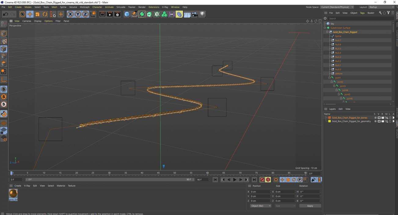 3D model Gold Box Chain Rigged for Cinema 4D