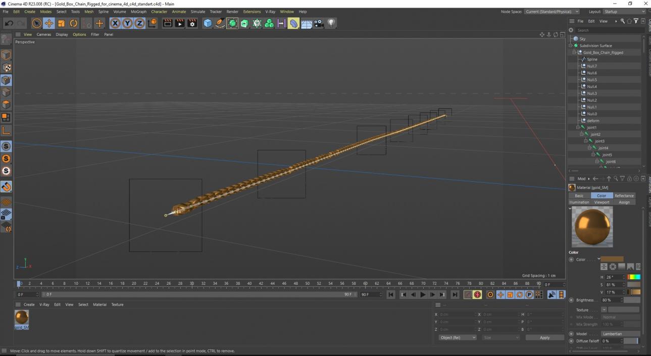 3D model Gold Box Chain Rigged for Cinema 4D