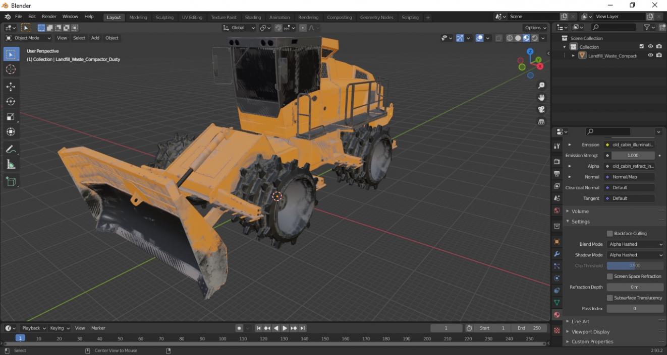 3D model Landfill Waste Compactor Dusty