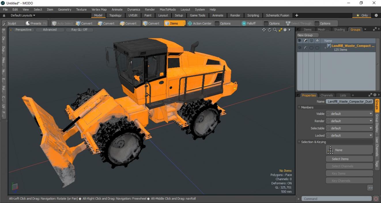 3D model Landfill Waste Compactor Dusty