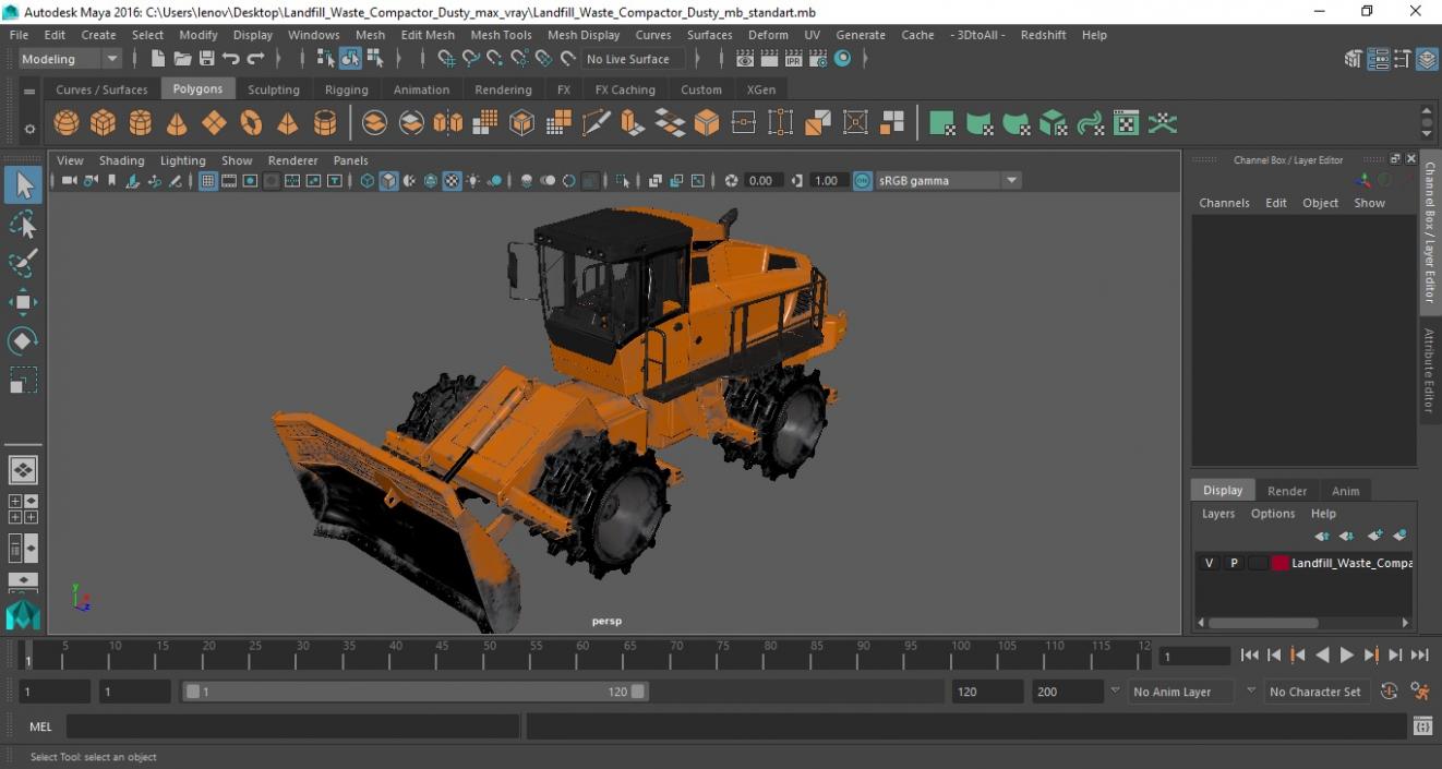 3D model Landfill Waste Compactor Dusty